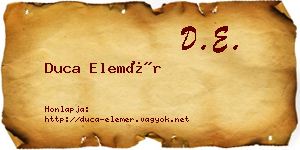 Duca Elemér névjegykártya